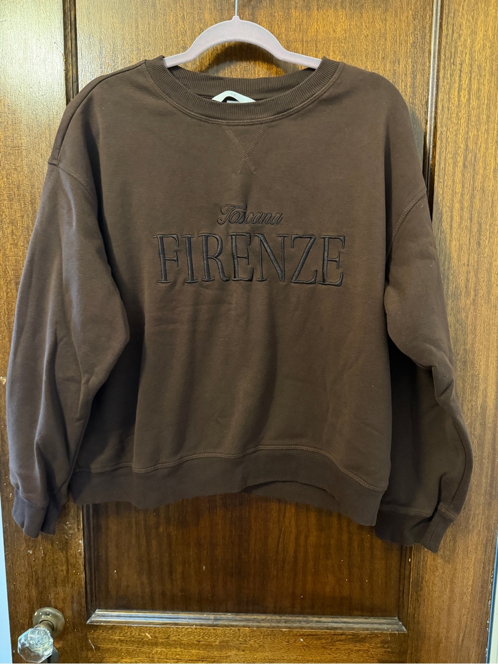 H&M Brown Firenze Embroidered Crewneck Sweater